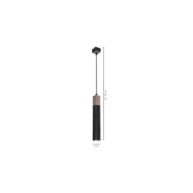 Lampa wisząca SOLO SAWN BLACK / PATINATED WOOD 1x mini GU10 MLP7469 Milagro