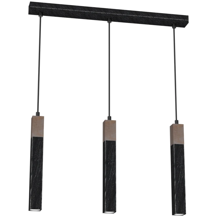 Lampa wisząca SOLO SAWN BLACK / PATINATED WOOD 3x mini GU10 MLP7470 Milagro