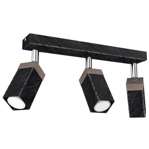 Lampa sufitowa SOLO SAWN BLACK / PATINATED WOOD 3x mini GU10 MLP7473 Milagro