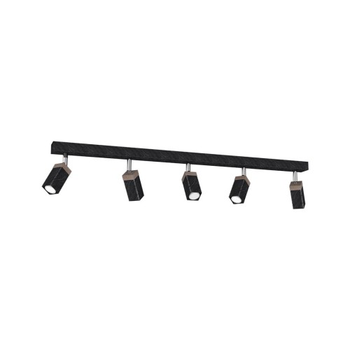 Lampa sufitowa SOLO SAWN BLACK / PATINATED WOOD 5x mini GU10 MLP7474 Milagro