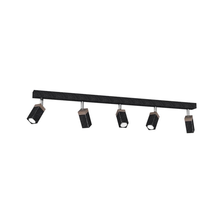 Lampa sufitowa SOLO SAWN BLACK / PATINATED WOOD 5x mini GU10 MLP7474 Milagro