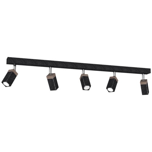 Lampa sufitowa SOLO SAWN BLACK / PATINATED WOOD 5x mini GU10 MLP7474 Milagro