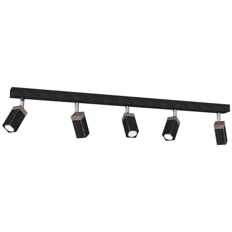 Lampa sufitowa SOLO SAWN BLACK / PATINATED WOOD 5x mini GU10 MLP7474 Milagro