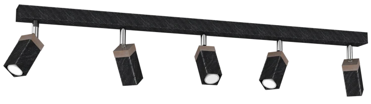 Lampa sufitowa SOLO SAWN BLACK / PATINATED WOOD 5x mini GU10 MLP7474 Milagro