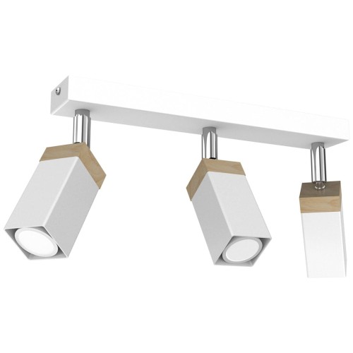 Lampa sufitowa SOLO SAWN WHITE / PATINATED WOOD 3x mini GU10 MLP7479 Milagro