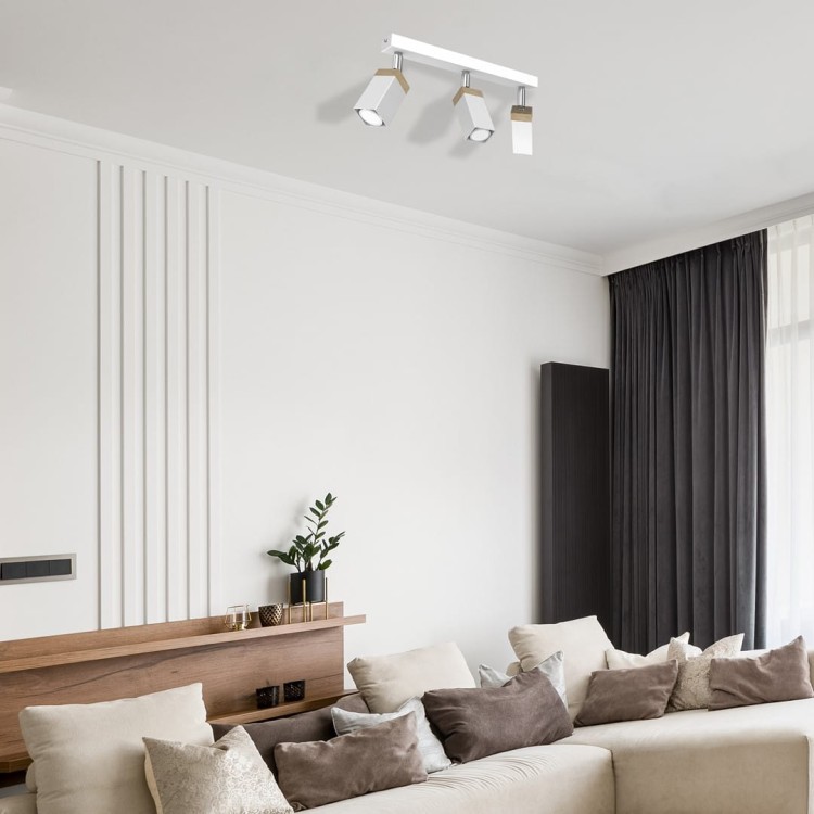 Lampa sufitowa SOLO SAWN WHITE / PATINATED WOOD 3x mini GU10 MLP7479 Milagro