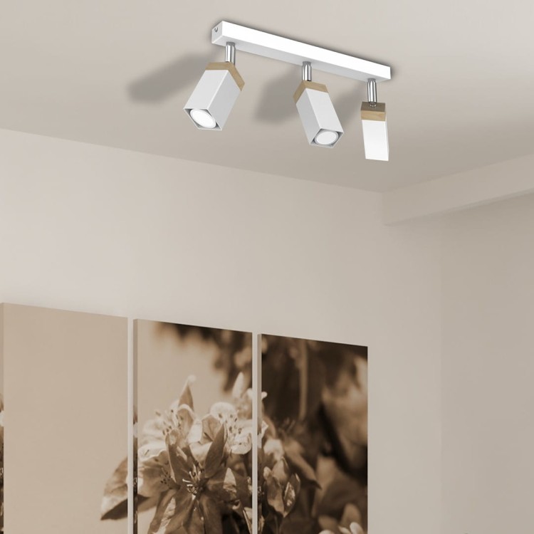 Lampa sufitowa SOLO SAWN WHITE / PATINATED WOOD 3x mini GU10 MLP7479 Milagro