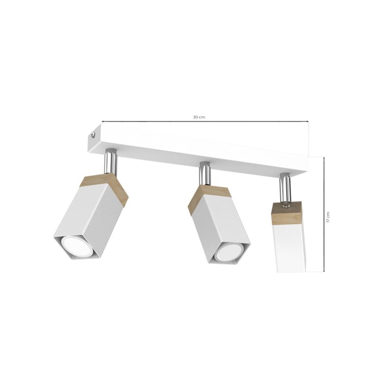 Lampa sufitowa SOLO SAWN WHITE / PATINATED WOOD 3x mini GU10 MLP7479 Milagro