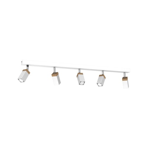 Lampa sufitowa SOLO SAWN WHITE / PATINATED WOOD 5x mini GU10 MLP7480 Milagro