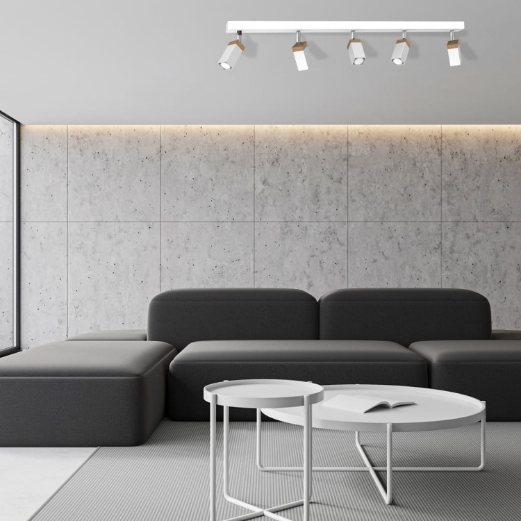 Lampa sufitowa SOLO SAWN WHITE / PATINATED WOOD 5x mini GU10 MLP7480 Milagro