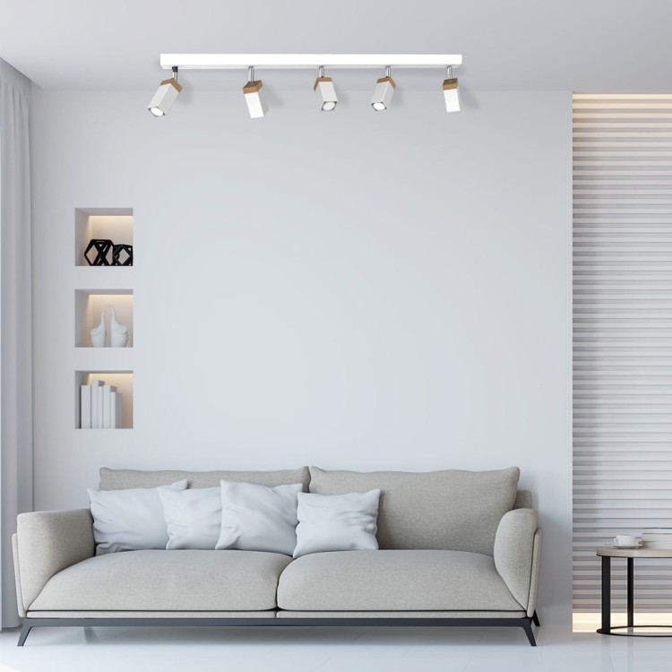 Lampa sufitowa SOLO SAWN WHITE / PATINATED WOOD 5x mini GU10 MLP7480 Milagro