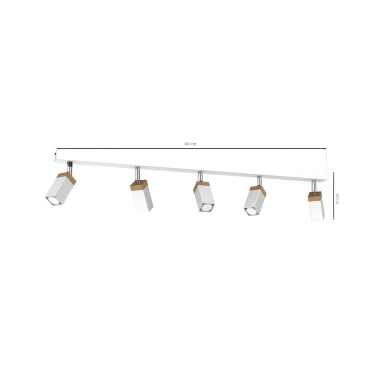 Lampa sufitowa SOLO SAWN WHITE / PATINATED WOOD 5x mini GU10 MLP7480 Milagro