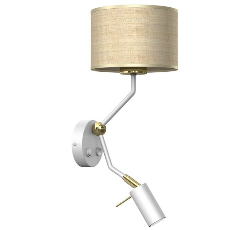 Kinkiet MARSHALL WHITE / RATTAN 1xE27 + 1x mini GU10 MLP7483 Milagro