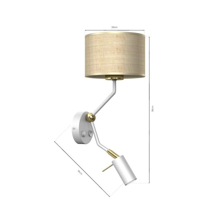 Kinkiet MARSHALL WHITE / RATTAN 1xE27 + 1x mini GU10 MLP7483 Milagro