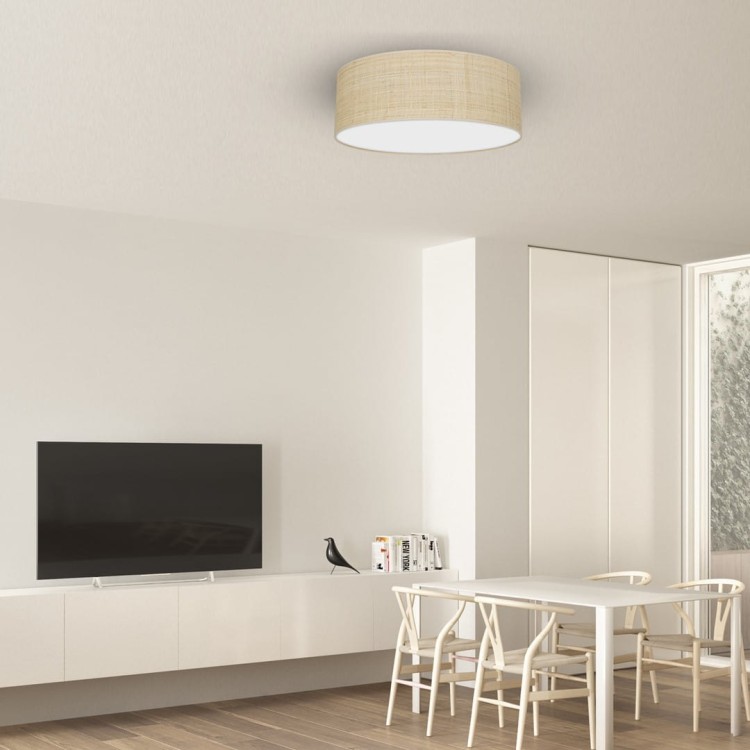 Lampa sufitowa MARSHALL WHITE / RATTAN 3xE27 O50cm MLP7488 Milagro