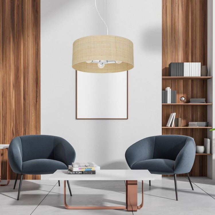Lampa wisząca MARSHALL WHITE / RATTAN 3xE27 MLP7490 Milagro