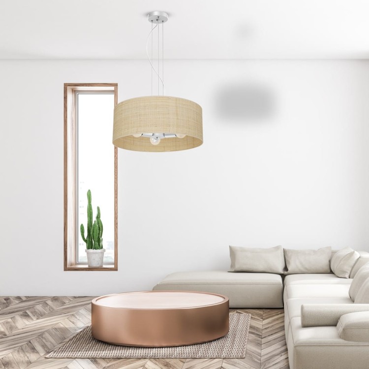 Lampa wisząca MARSHALL WHITE / RATTAN 3xE27 MLP7490 Milagro