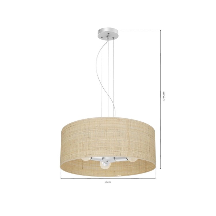 Lampa wisząca MARSHALL WHITE / RATTAN 3xE27 MLP7490 Milagro