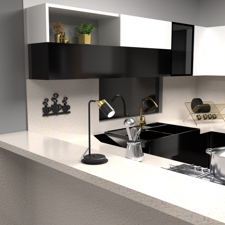 Lampa biurkowa Industrialna Loft JOKER BLACK/GOLD 1xGU10 MLP7534 Milagro GU10 36cm nowoczesna lampka nocna stołowa regulowana metalowa czarna czarno złota Inspiracje Premium