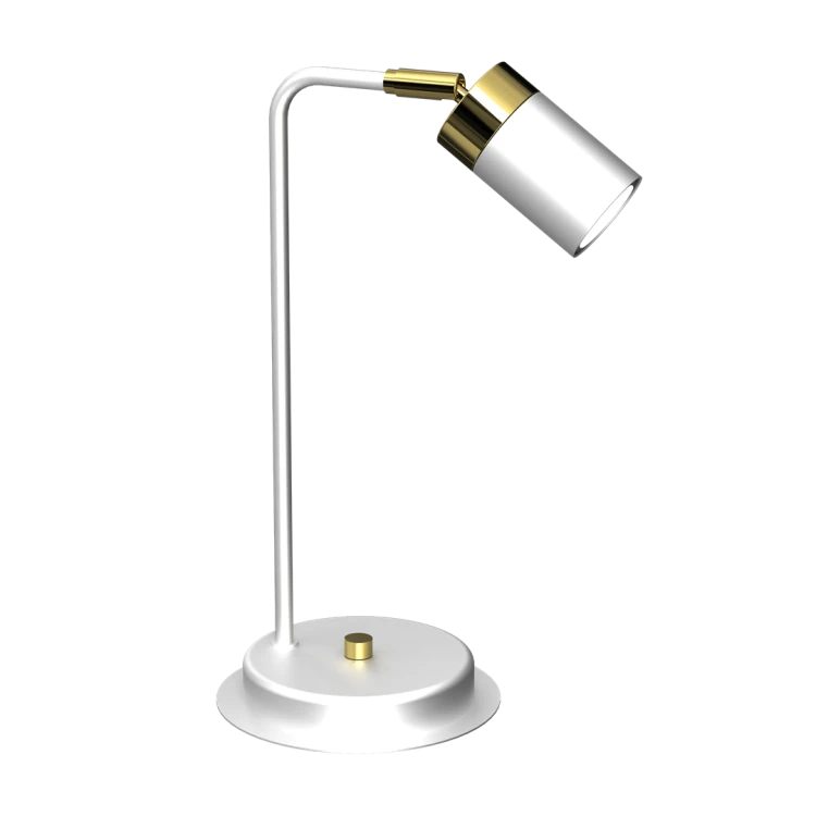 Lampa biurkowa Industrialna Loft JOKER WHITE/GOLD 1xGU10 MLP7536 Milagro GU10 36cm nowoczesna lampka nocna stołowa regulowana metalowa biała biało złota Inspiracje Premium