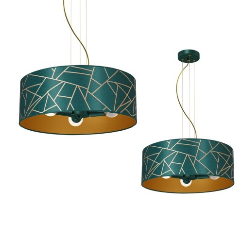 Lampa wisząca ZIGGY WHITE Gold/Bottle green  3xE27 MLP7580 Milagro
