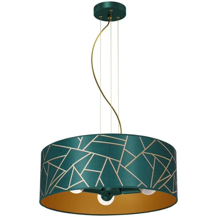 Lampa wisząca ZIGGY WHITE Gold/Bottle green  3xE27 MLP7580 Milagro