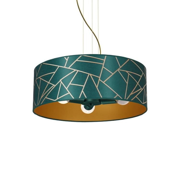Lampa wisząca ZIGGY WHITE Gold/Bottle green  3xE27 MLP7580 Milagro