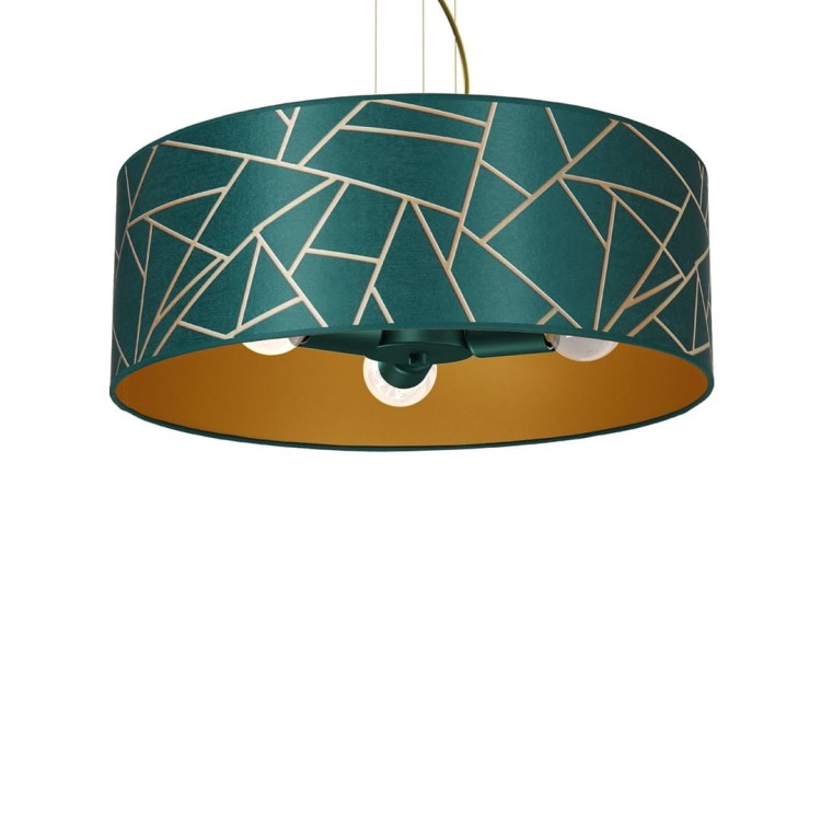 Lampa wisząca ZIGGY WHITE Gold/Bottle green  3xE27 MLP7580 Milagro