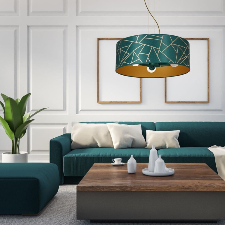 Lampa wisząca ZIGGY WHITE Gold/Bottle green  3xE27 MLP7580 Milagro