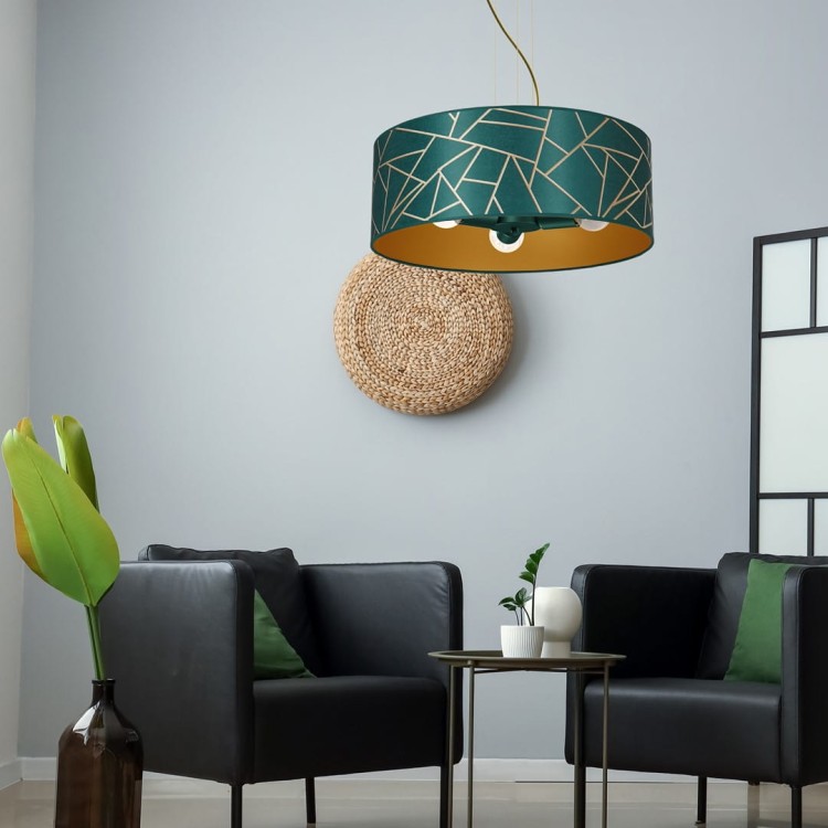 Lampa wisząca ZIGGY WHITE Gold/Bottle green  3xE27 MLP7580 Milagro