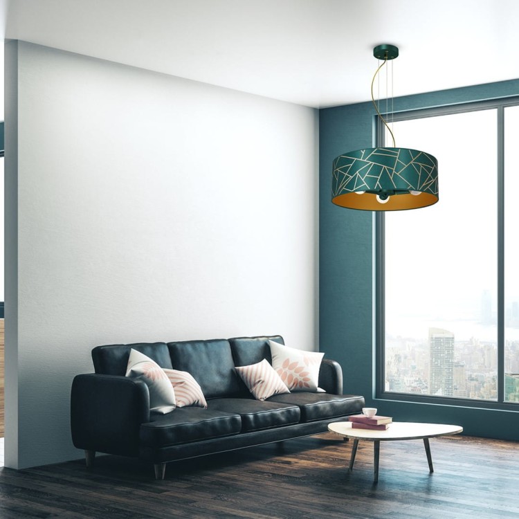Lampa wisząca ZIGGY WHITE Gold/Bottle green  3xE27 MLP7580 Milagro