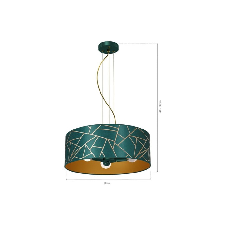 Lampa wisząca ZIGGY WHITE Gold/Bottle green  3xE27 MLP7580 Milagro