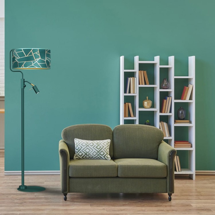 Lampa podłogowa ZIGGY GREEN Gold/Bottle 1xE27 +        1x mini GU10 MLP7582 Milagro