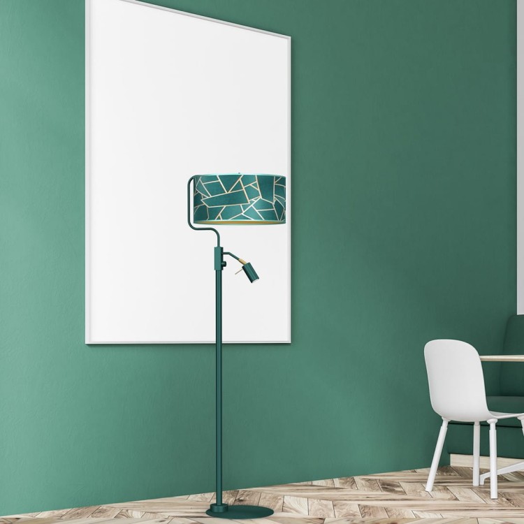 Lampa podłogowa ZIGGY GREEN Gold/Bottle 1xE27 +        1x mini GU10 MLP7582 Milagro