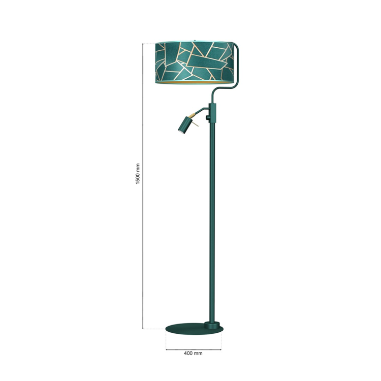 Lampa podłogowa ZIGGY GREEN Gold/Bottle 1xE27 +        1x mini GU10 MLP7582 Milagro