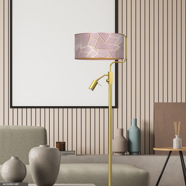 Lampka podłogowa ZIGGY PINK Gold/Pink 1xE27 + 1x mini GU10 MLP7593 Milagro