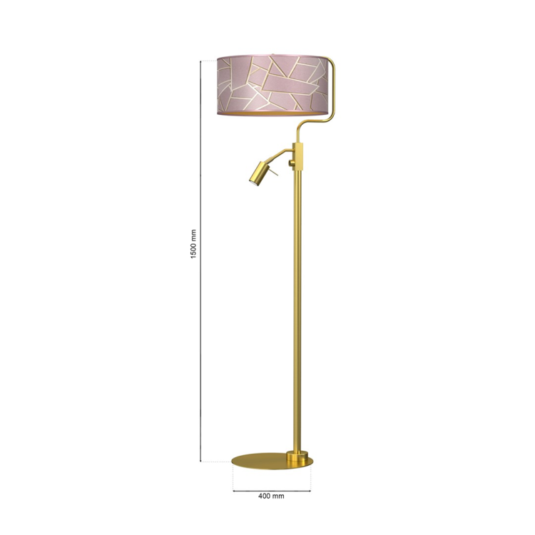 Lampka podłogowa ZIGGY PINK Gold/Pink 1xE27 + 1x mini GU10 MLP7593 Milagro
