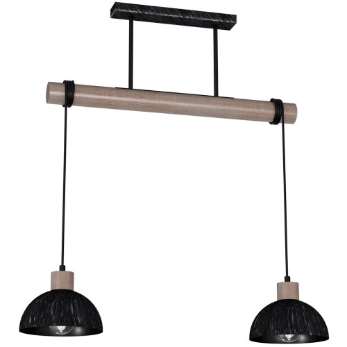 Lampa wisząca ERIK Sawn black/Patinated wood 2XE27 MLP7639 Milagro