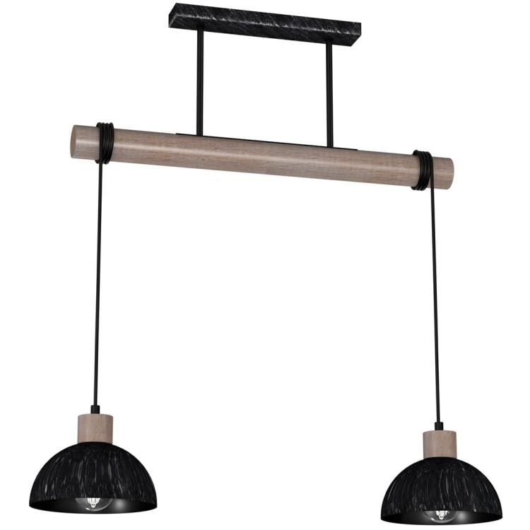 Lampa wisząca ERIK Sawn black/Patinated wood 2XE27 MLP7639 Milagro