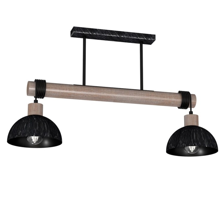 Lampa wisząca ERIK Sawn black/Patinated wood 2XE27 MLP7639 Milagro