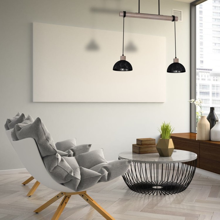 Lampa wisząca ERIK Sawn black/Patinated wood 2XE27 MLP7639 Milagro