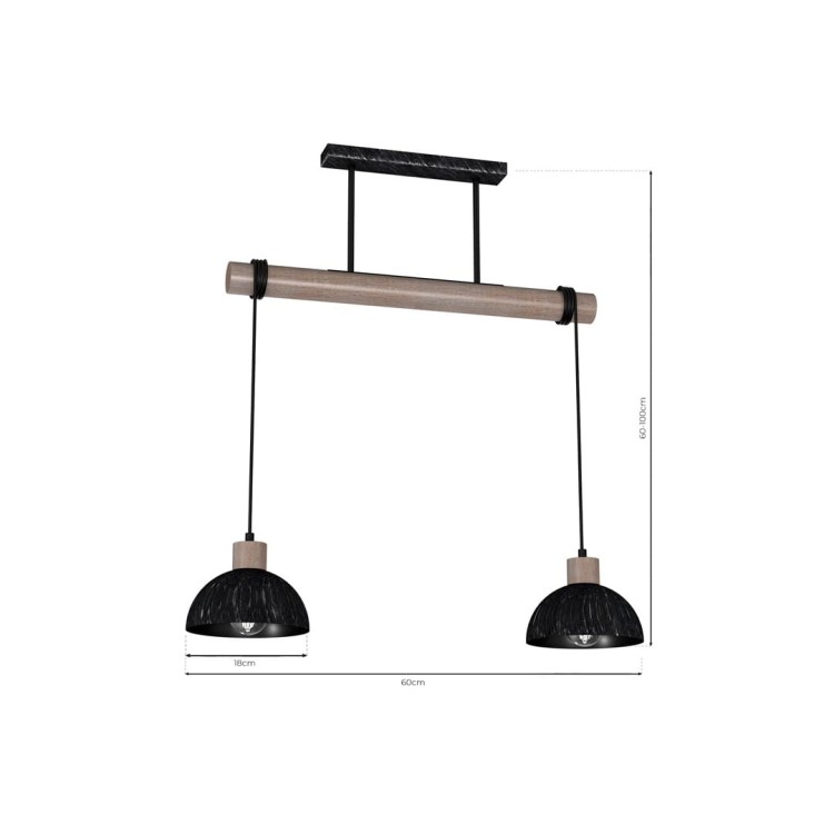 Lampa wisząca ERIK Sawn black/Patinated wood 2XE27 MLP7639 Milagro