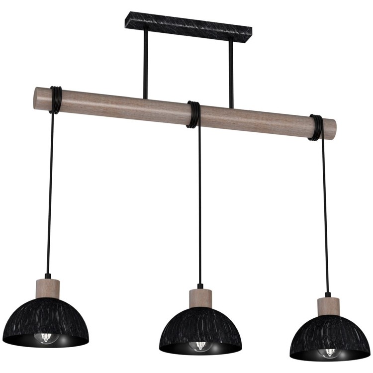 Lampa wisząca ERIK Sawn black/Patinated wood 3XE27 MLP7640 Milagro