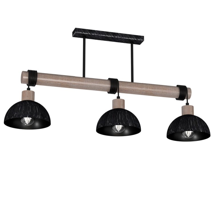Lampa wisząca ERIK Sawn black/Patinated wood 3XE27 MLP7640 Milagro