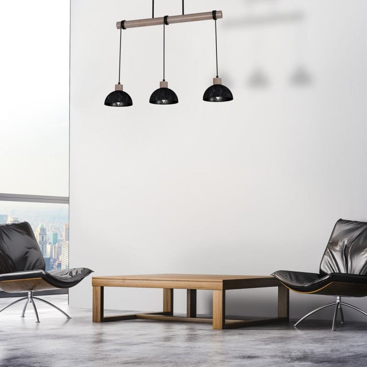 Lampa wisząca ERIK Sawn black/Patinated wood 3XE27 MLP7640 Milagro