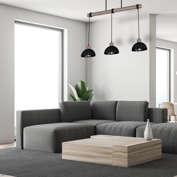 Lampa wisząca ERIK Sawn black/Patinated wood 3XE27 MLP7640 Milagro