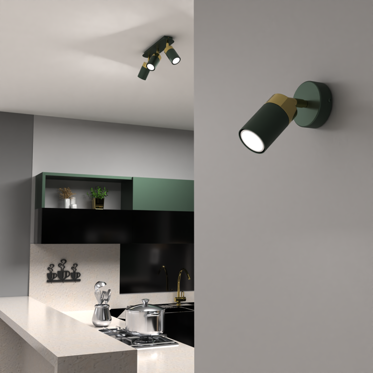 Lampa ścienno-sufitowa Kinkiet Industrialny Spot JOKER GREEN/GOLD 1xGU10 MLP7717 Milagro 1x GU10 Loft nowoczesny metalowy sufitowa ścienna zielony zielona złoty zielono złota pojedynczy Inspiracje Premium