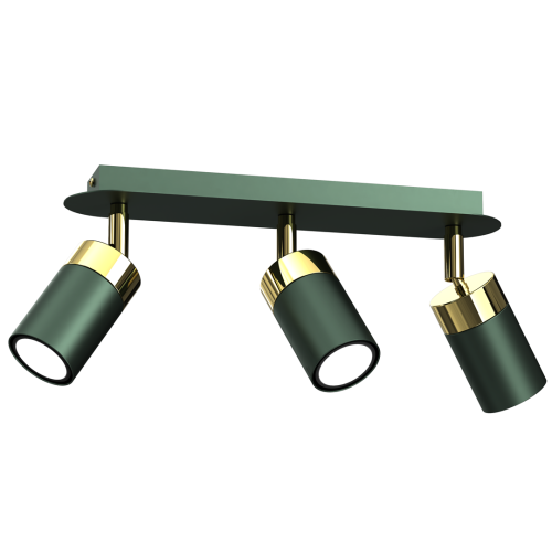 Lampa sufitowa listwa natynkowa JOKER GREEN/GOLD 3xGU10 MLP7719 Milagro 3x GU10 34cm Spot oprawa oświetleniowa nowoczesna ścienna Industrialna Loft nawierzchniowa metal zielony zielona złoty zielono złota Inspiracje Premium