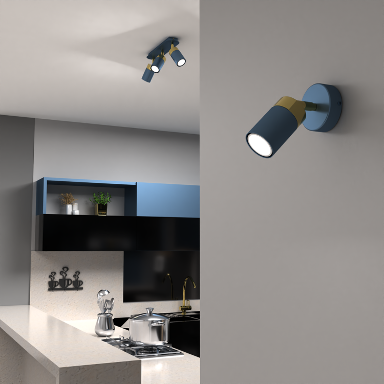 Lampa ścienno-sufitowa Kinkiet Industrialny Spot JOKER NAVY BLUE/GOLD 1xGU10 MLP7722 Milagro 1x GU10 Loft nowoczesny metalowy sufitowa ścienna granatowy granatowa złoty granatowo złota pojedynczy Inspiracje Premium