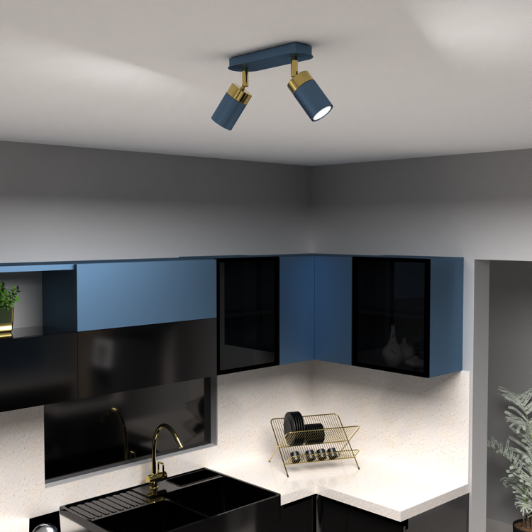 Lampa sufitowa listwa natynkowa JOKER NAVY BLUE/GOLD 2xGU10 MLP7723 Milagro 2x GU10 24cm Spot oprawa oświetleniowa nowoczesna ścienna Industrialna Loft nawierzchniowa metal granatowy granatowa złoty granatowo złota Inspiracje Premium